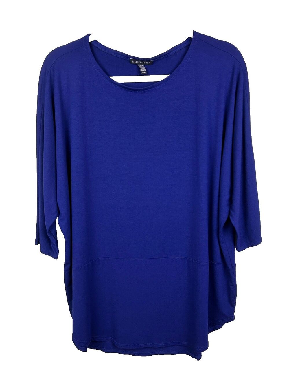 Eileen Fisher Blue Purple Tunic Top Dolman Sleeves Viscose Jersey T Shirt M EUC